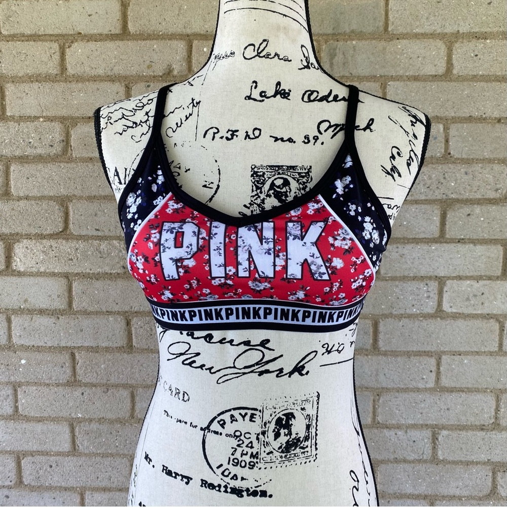 PINK Victoria's Secret Red and Black Sports Bra